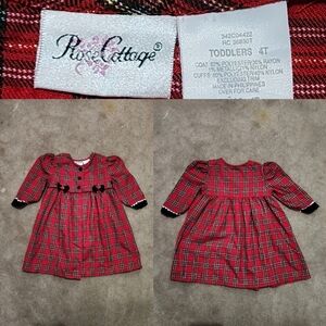 Rose Cottage Red Plaid Holiday Duster/Overcoat Sz 4T